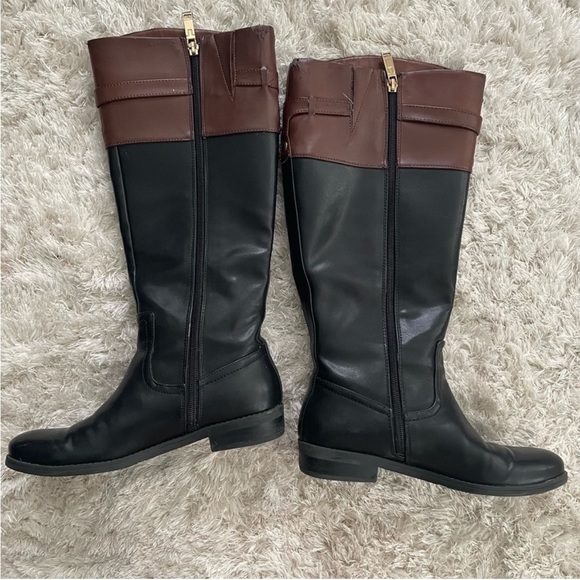 Tommy Hilfiger Black Tan Full Zip Riding Boots Size 6.5 - Picture 8 of 16